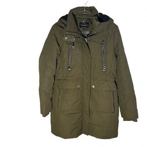 Lucky‎ Brand Olive Army Green Full Zip Women Parka Coat Hooded Long Heavy M